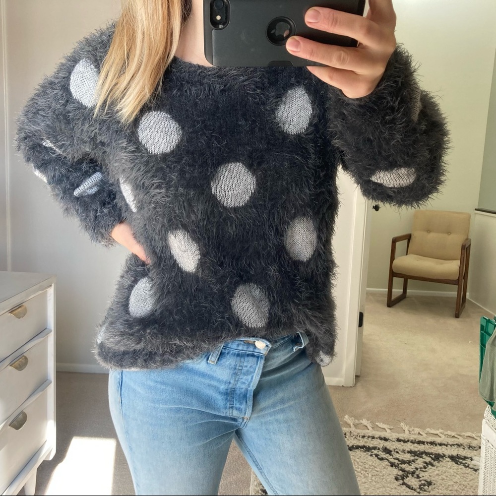 Joseph A. Mohair Sweater w/ Dramatic Polka dots